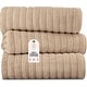 preview thumbnail 21 of 61, Classic Turkish Towels Cotton Bath Sheets Set of 3 Oversized Ribbed Towels, Ultra-Soft & Absorbent - 40x65 Almond Beige