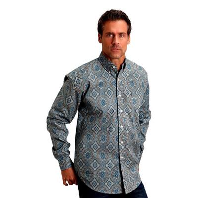 Stetson Western Shirt Mens L/S Paisley Blue 11-001-0526-6006 BU
