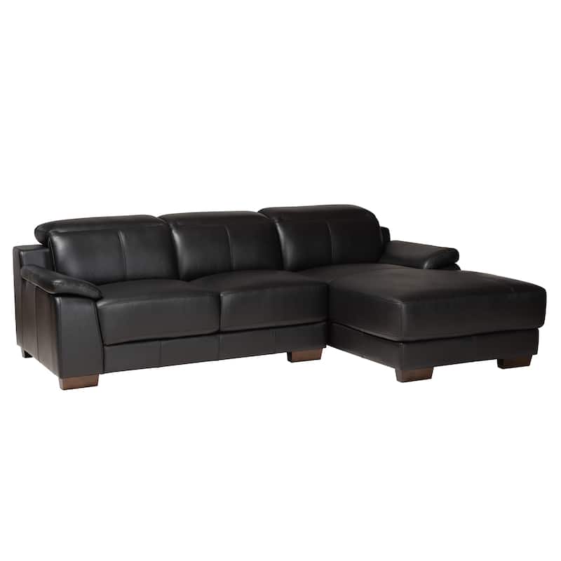 Reverie Modern Full Leather Sectional Sofa with Right Facing Chaise