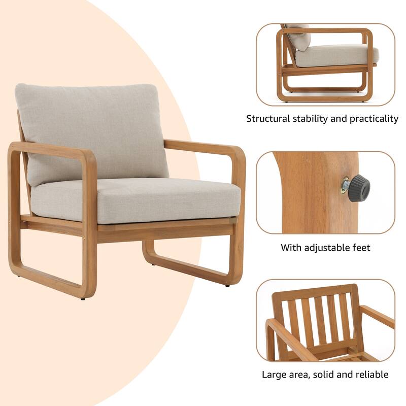 4-Piece Outdoor Conversation Set with Coffee Table in Acacia Wood