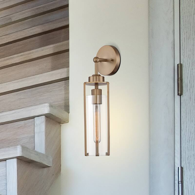 Marina - 1 Light Sconce with Clear Glass - Burnished Brass Finish