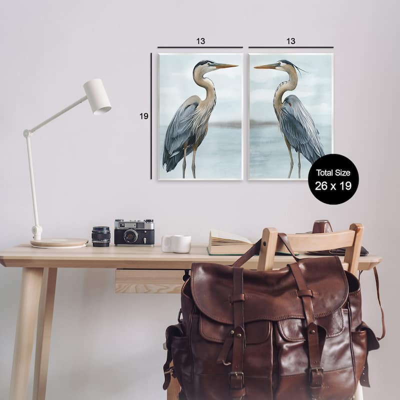 Stupell Detailed Heron Bird Duo 2 Piece Wall Plaque Art Set Design by Grace Popp