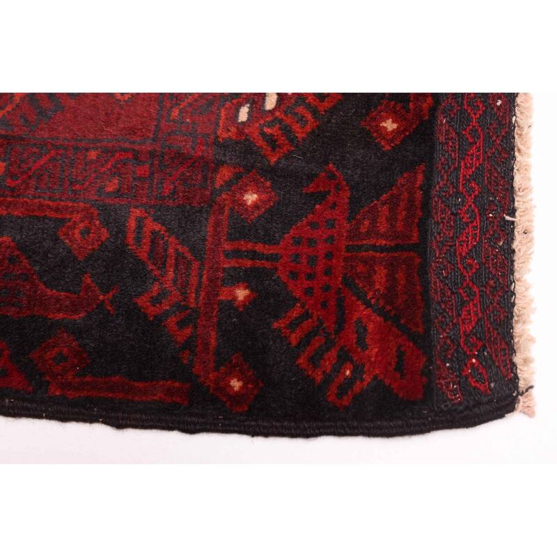 ECARPETGALLERY Hand-knotted Teimani Dark Red Wool Rug - 4'4 x 6'3