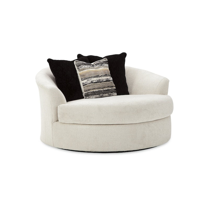 Signature Design by Ashley Cambri White Oversized Round Swivel Chair - 58"W x 54"D x 39"H