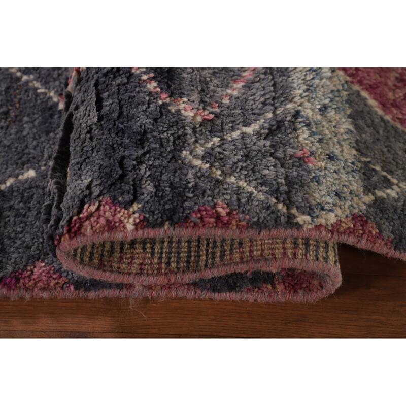 Plush Moroccan Area Rug Handmade Wool Carpet - 6'2" x 9'11"