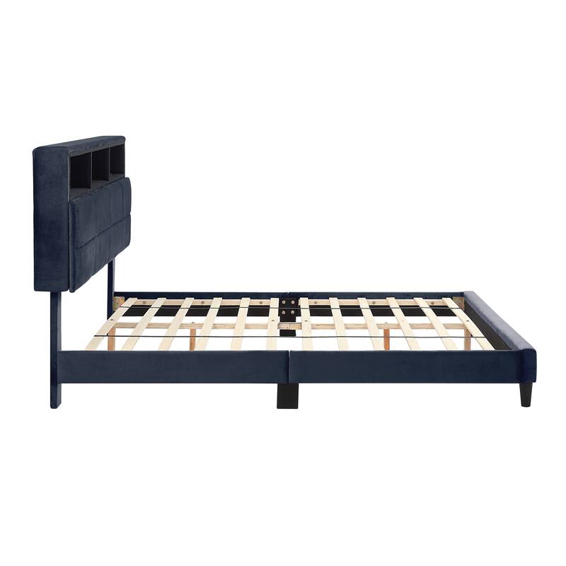Rosdale Grey Upholstered Storage Bed w/ USBs by Furniture of America