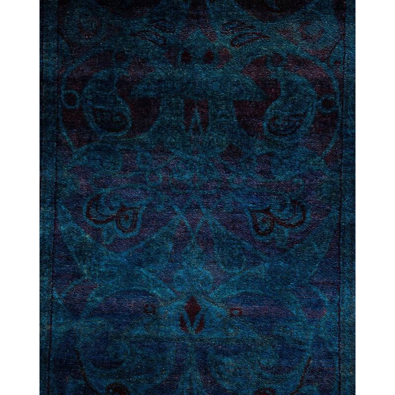 Overton Hand Knotted Wool Vintage Inspired Modern Contemporary Overdyed Purple Area Rug - 3' 1" x 5' 1"