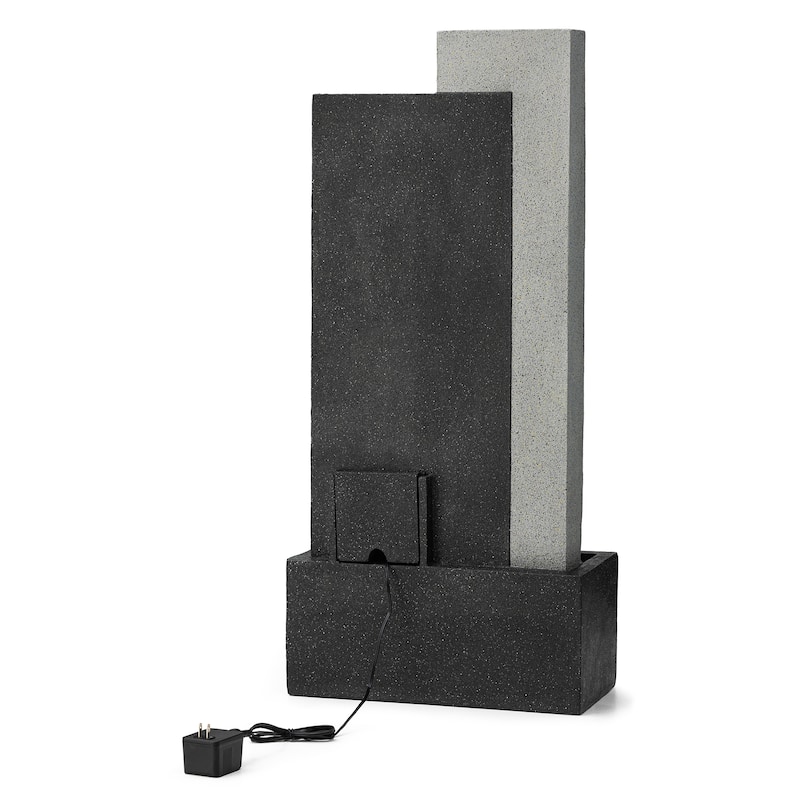 Glitzhome 38-inch Oversized Morden Polyresin Outdoor Porch Floor Water Fountain with LED Light