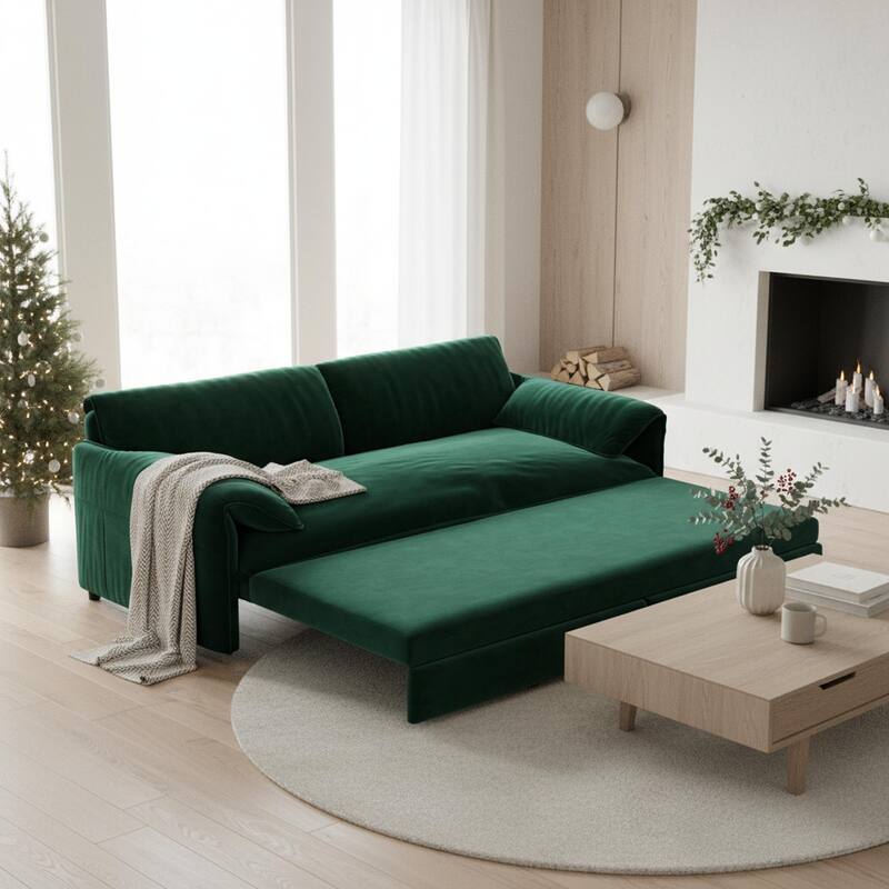 Homy Casa 3-in-1 Convertible Sofa Bed Queen Size Futon with Storage, Living Room, Bedroom, Christmas Gift