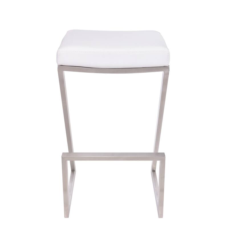 Armen Living Atlantis 30-inch Backless Bar Stool in Metal and Faux Leather