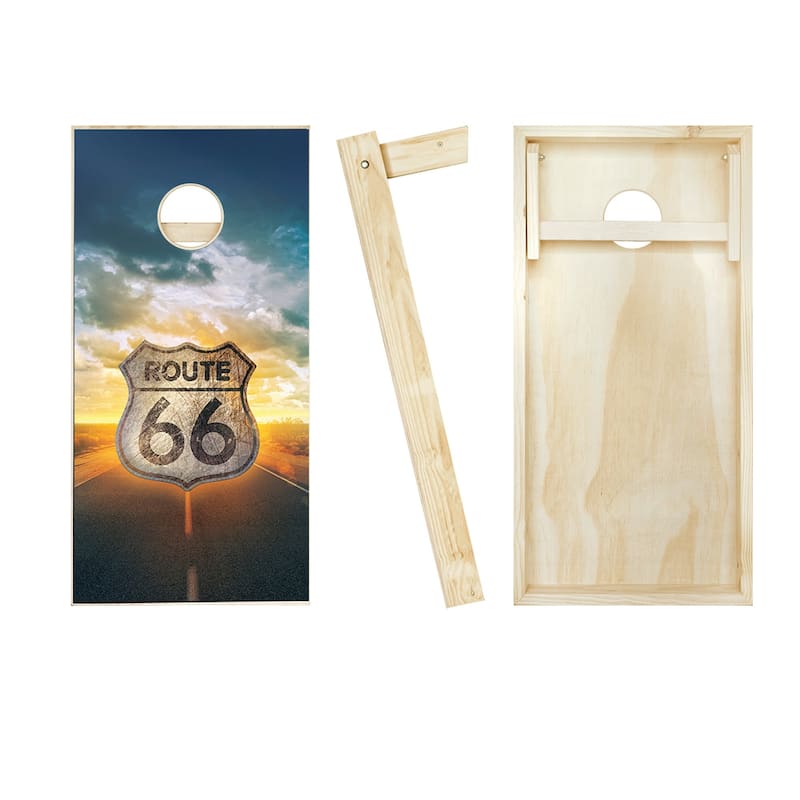 Route 66 Cornhole Board Outdoor Game Set