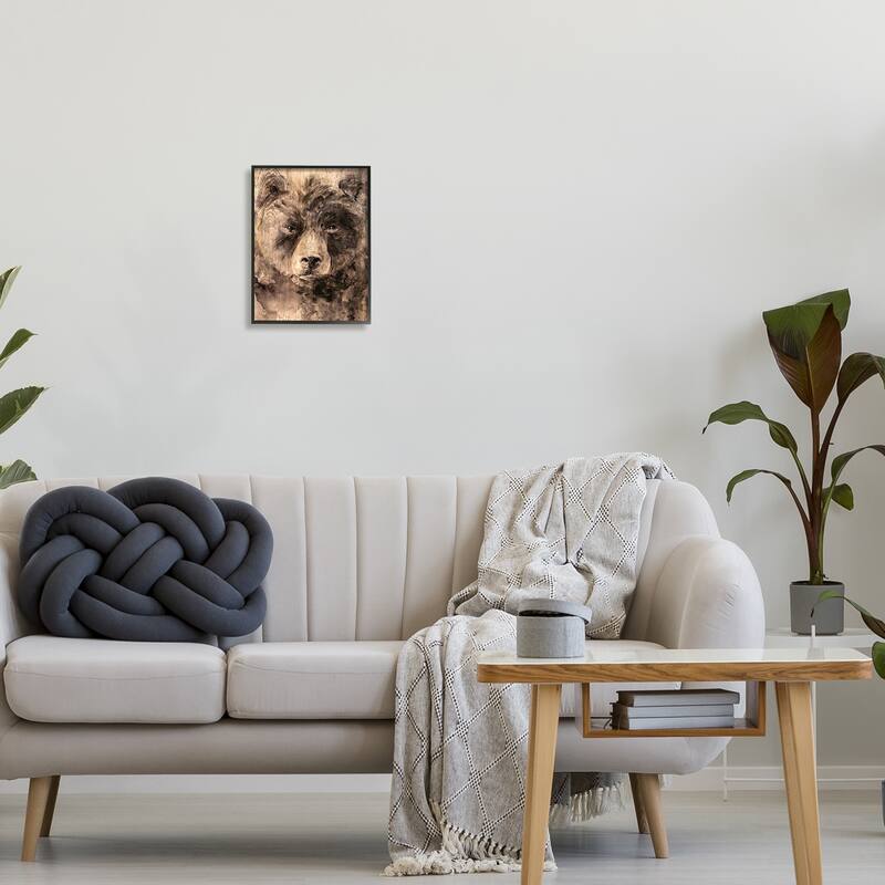 Stupell Rustic Bear Portrait Framed Giclee Art Design by Kamdon Kreations