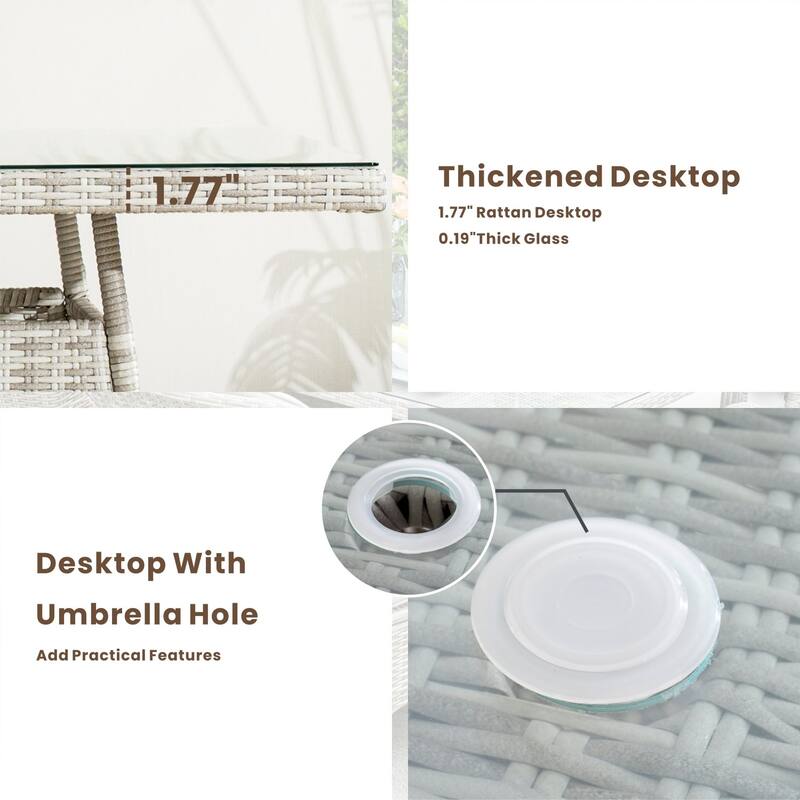 Modern 7-piece Outdoor Rectangular Wicker Aluminum Dining Set with 6 Chairs