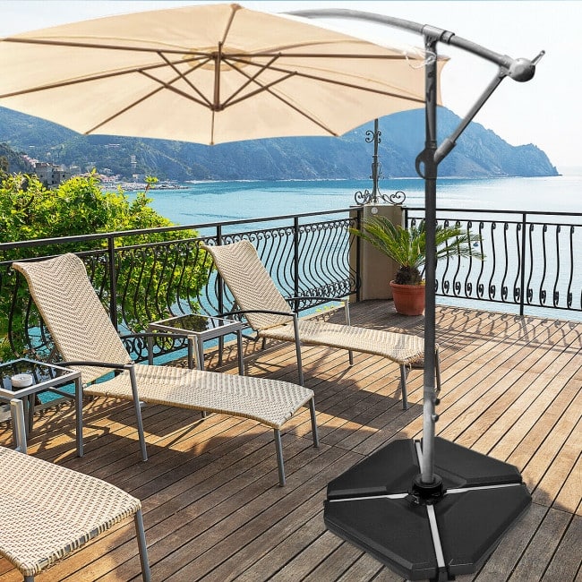 4 Pcs 195 lbs Patio Cantilever Offset Umbrella Base Weight Sand (Only Base) - 33" x 33" x 3.5"(L x W x H)