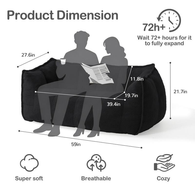 Teddy Fleece 2-Person Bean Bag Sofa