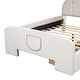 preview thumbnail 25 of 44, Velvet platform bed with stylized headboard