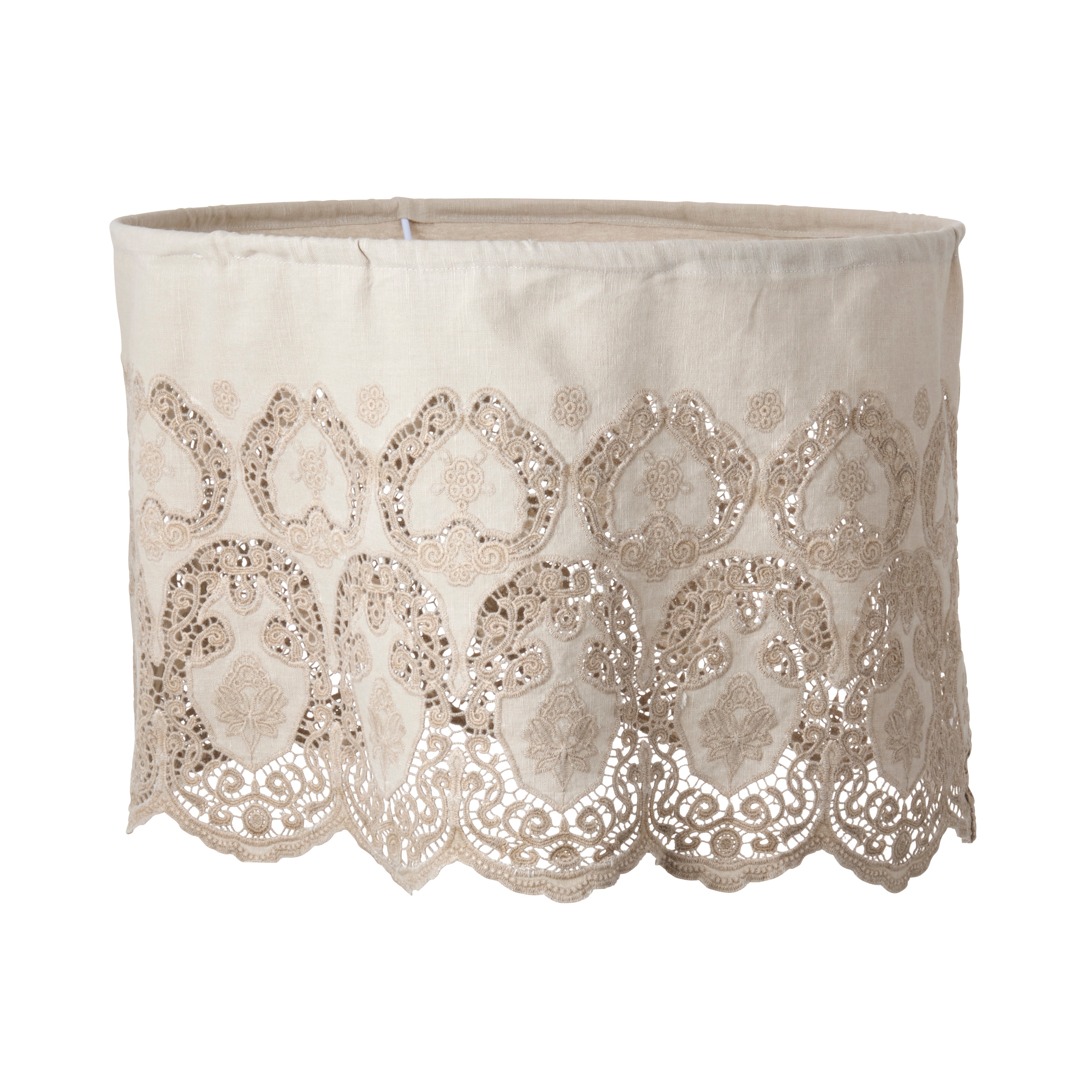 Embroidered Lace Linen Blend Lamp Shade - Decorative Fabric Shade for Table and Floor Lamps - 18"x12"