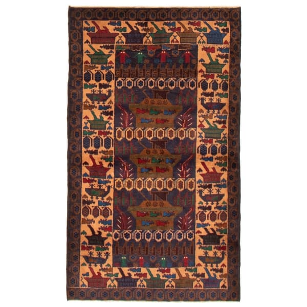eCarpet Gallery Area Rug for Living Room Rare War Bordered Blue Rug 3'11 x 6'7 Bedroom 357432 Hand-Knotted Wool Rug eCarpet Gallery Area Rug for Living Room Rare War Bordered Blue Rug 3'11 x 6'7 Bedroom 357432 Hand-Knotted Wool Rug
