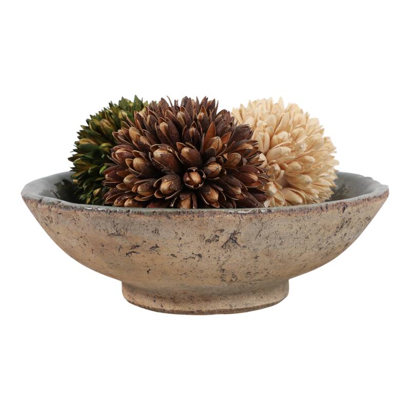 Pottery Modern Handcrafted Decorative Bowl for Home Decor - 4" Brown - 11.75"