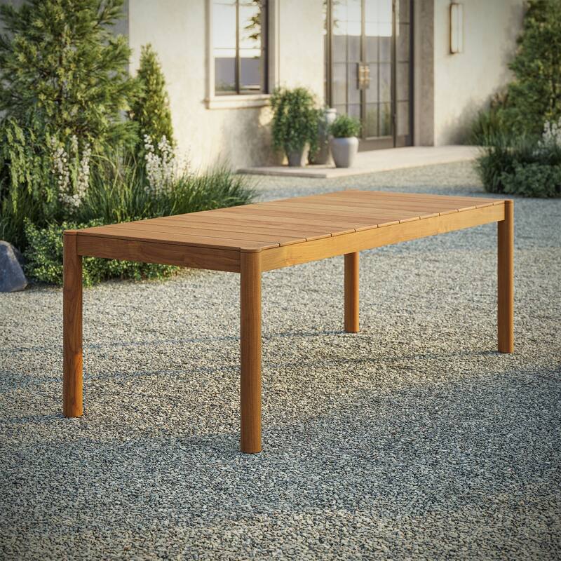 Eleni 89-Inch Outdoor Patio Teak Wood Dining Table - Natural