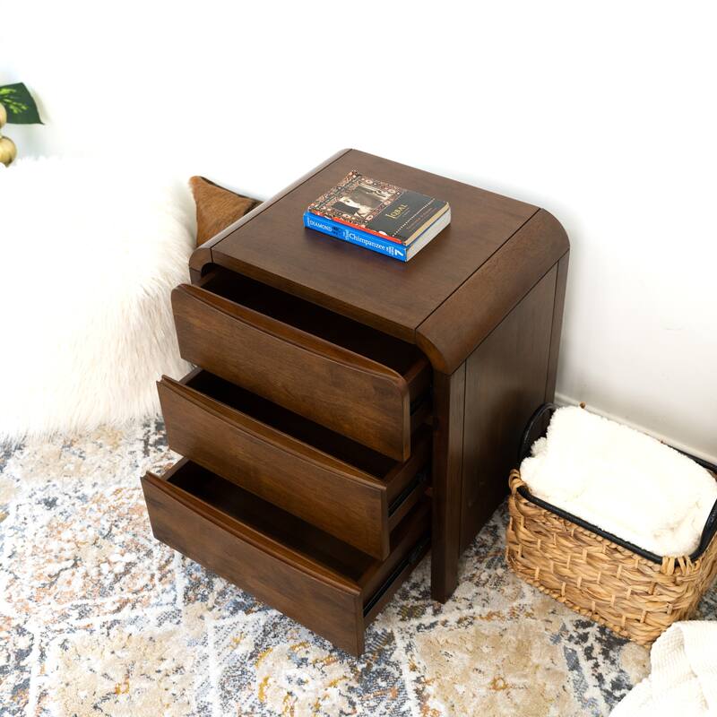 Arken Mid Century Modern Walnut Nightstand Bed Side Table
