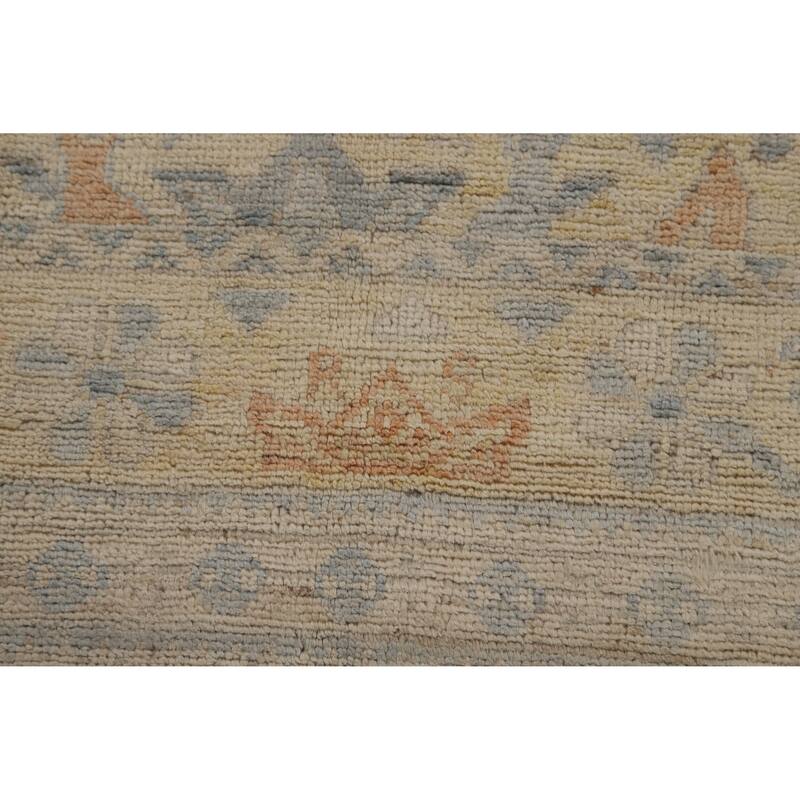 Vegetable Dye Floral Oushak Turkish Area Rug Blue Handmade Wool Carpet - 5'0"x 7'11"