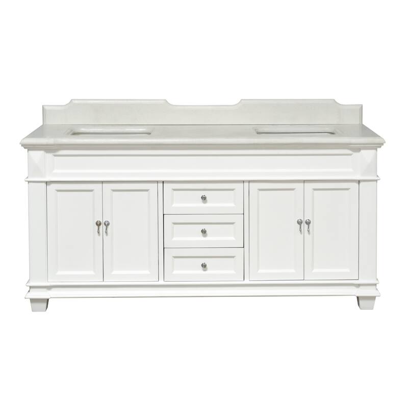 KitchenBathCollection Elizabeth 72" Double Bathroom Vanity with Quartz Top