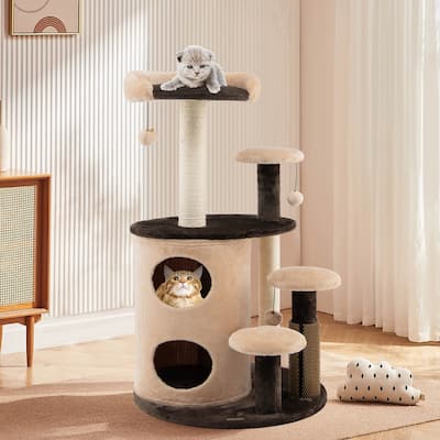 40'' Cat Tree Tower Multi-Level Activity Tree w/ 2-Tier Cat-Hole Condo