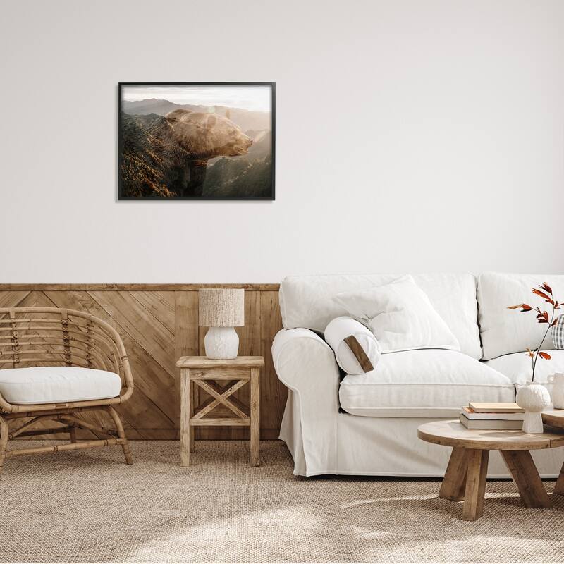 Stupell Abstract Wilderness Bear Rustic Mountain Range Modern Photography Framed Wall Art - Brown