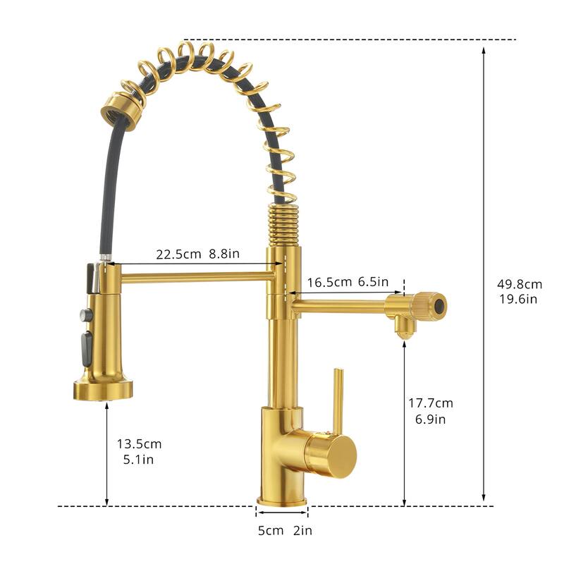 Single Handle Commercial Kitchen Sink Faucet With Pull Down Sprayer Modern Spring Single Hole Basin Taps