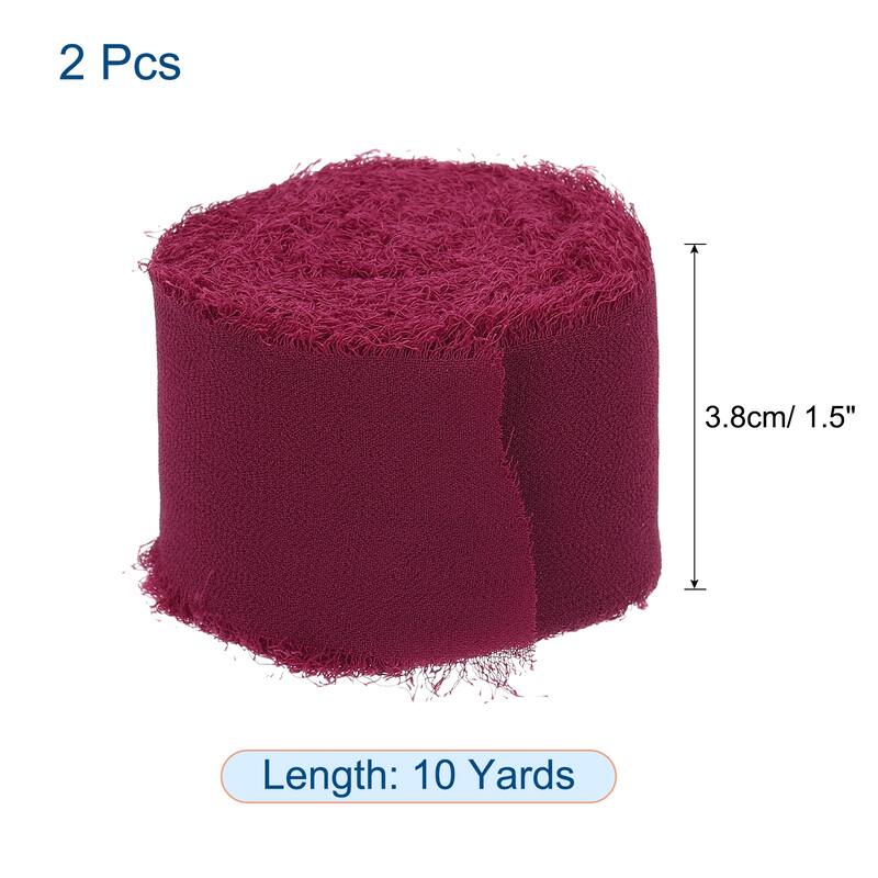 Chiffon Ribbon 1.5" x 10 Yard, Handmade Fringe Ribbon, 2pcs