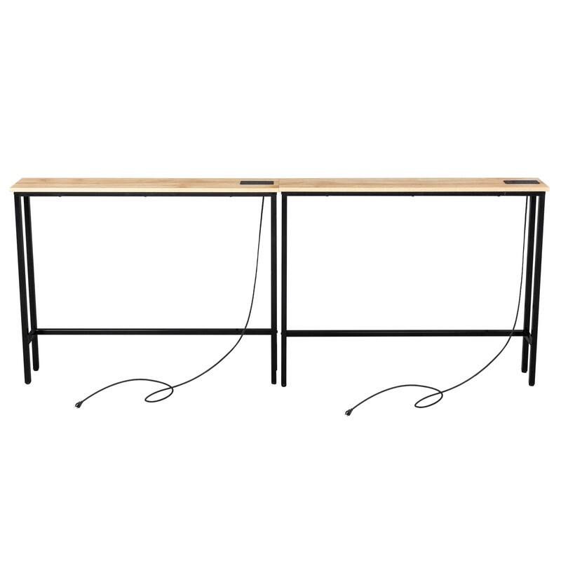 2-piece Set Triamine + Iron 200 * 15 * 79cm with Power Strip Foyer Table