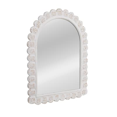 Arched Raised Scallop Pattern Wood Wall Mirror
