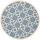 SAFAVIEH Courtyard Lawanda Trellis Indoor/ Outdoor Waterproof Patio Backyard Rug - 7'1 x 7'1 Round - Blue/Beige