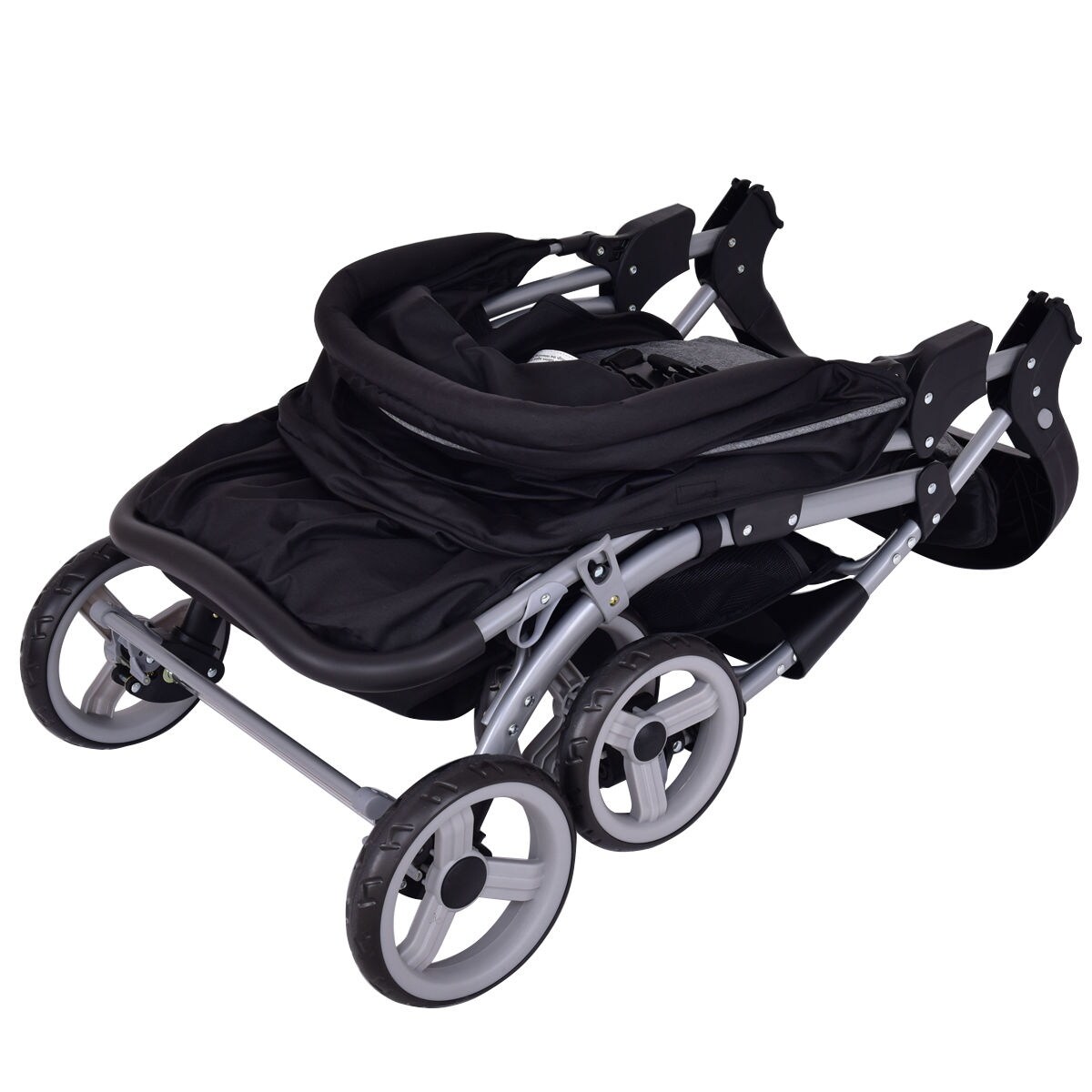 gymax 3 in 1 foldable steel travel system baby stroller pram