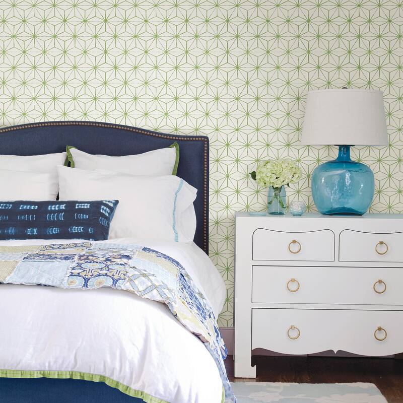 A-Street Prints Orion Green Geometric Wallpaper