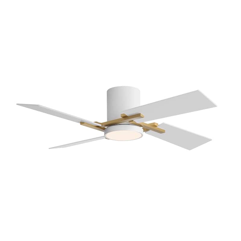 48Inch 4 Two-color Fan Blades Dc Motor Indoor Ceiling Fan With Light Kit And Remote