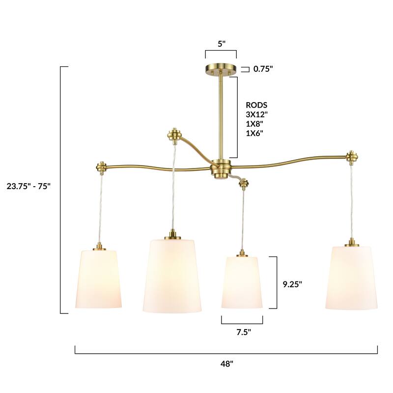 Light Society Llie Chandelier - Brushed Brass/Opal