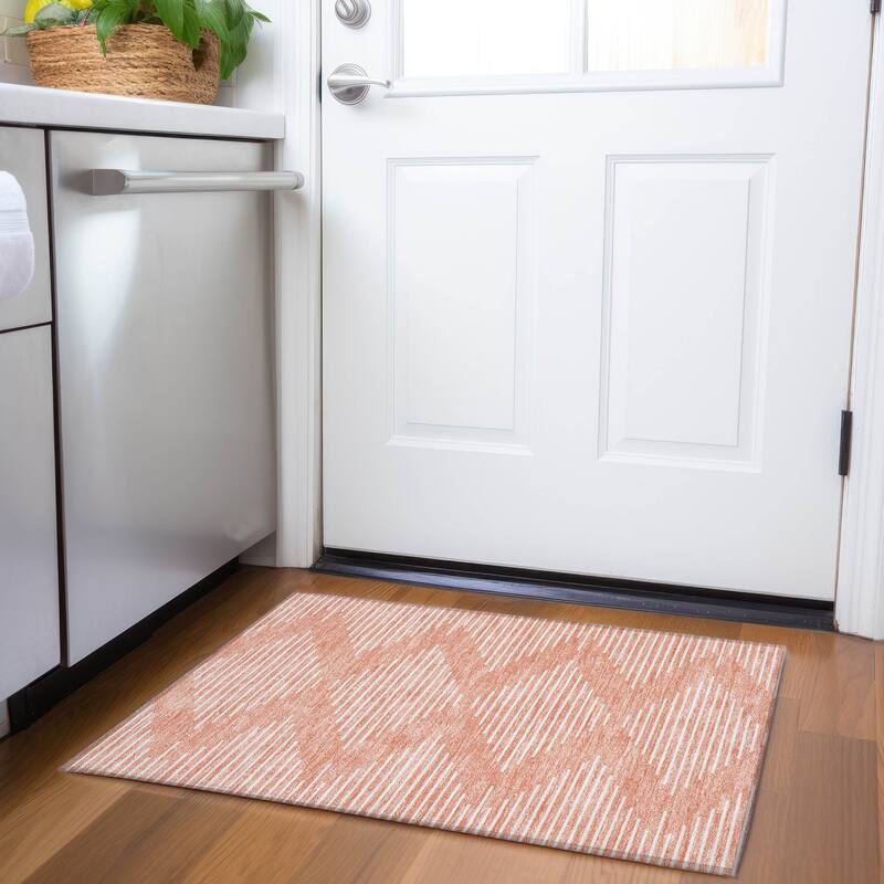 Premium Washable Super Soft Modern Geo Mayfield Rug - Salmon - 1'8" x 2'6"