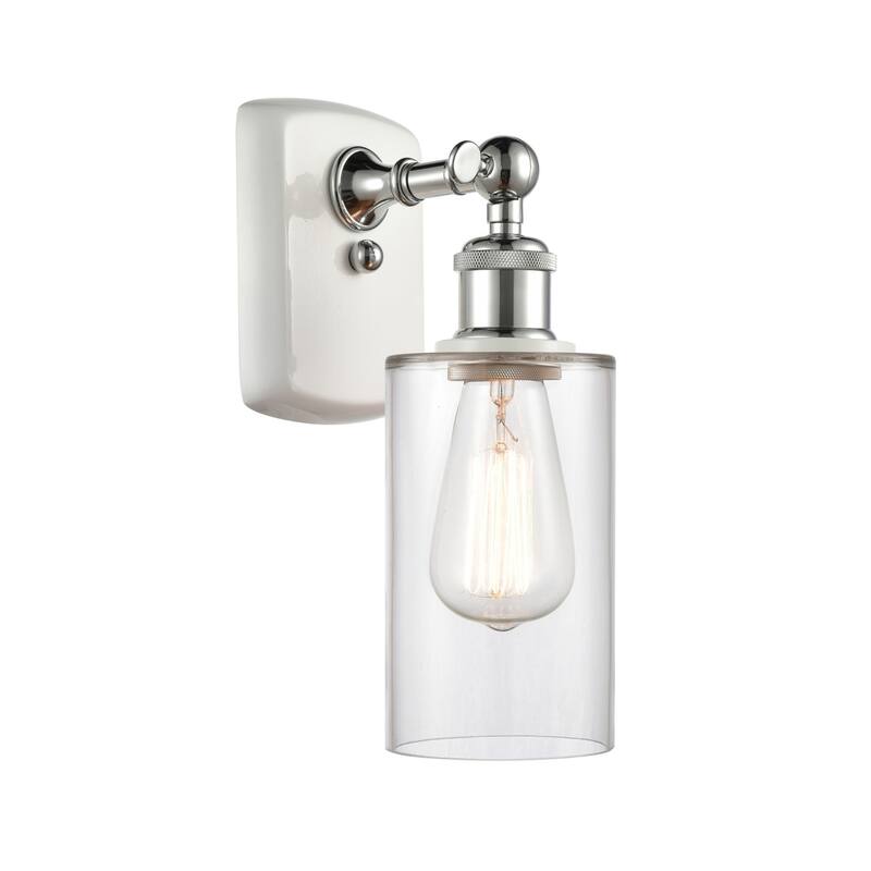Innovations Lighting 516-1W-12-4 Clymer Sconce Clymer 12" Tall Wall - White Polished Chrome / Clear