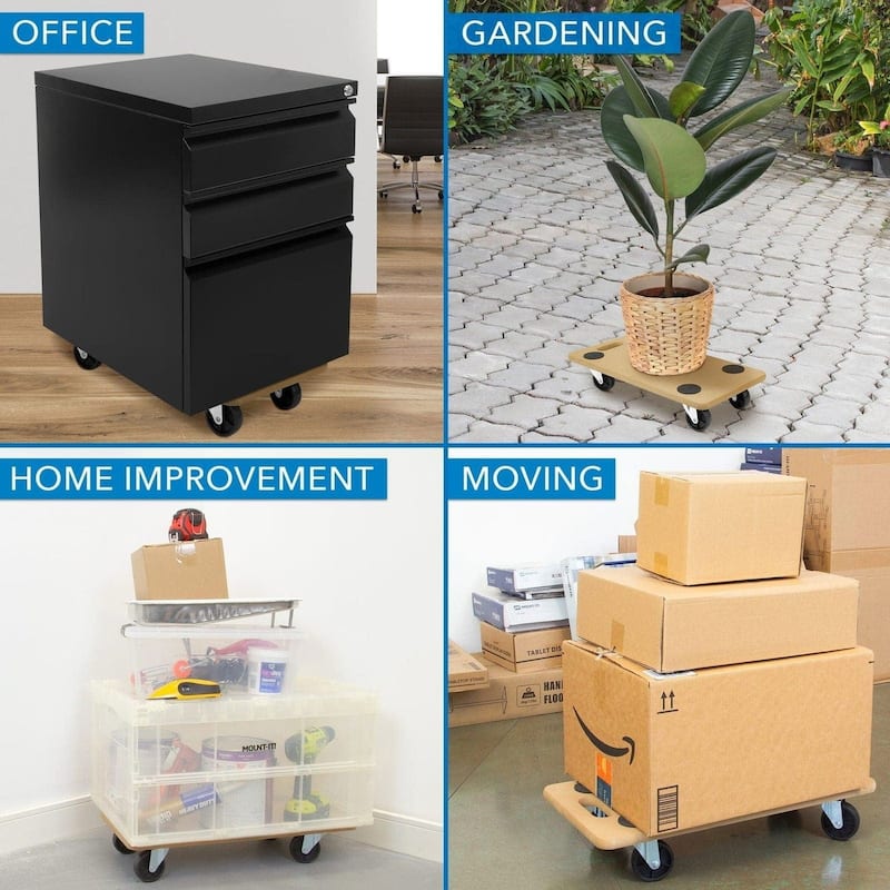 Mount-It! Small Platform Wooden Mover Dolly