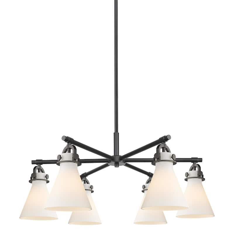 Innovations Lighting 410-6CR-16-26 Newton Cone Chandelier Newton Cone - Matte Black / White