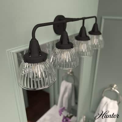 Hunter Cypress Grove 4-Light Vanity Wall Light - Industrial, Transitional, Contemporary - Damp Rated!