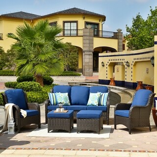 OVIOS 5-piece Patio Conversation Wicker Furniture Set