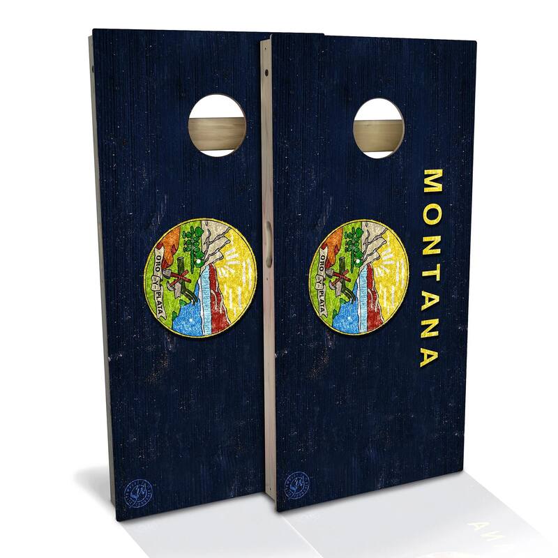 Montana Flag Outdoor Cornhole Board Set - Backyard 2x4 - NO Accessories