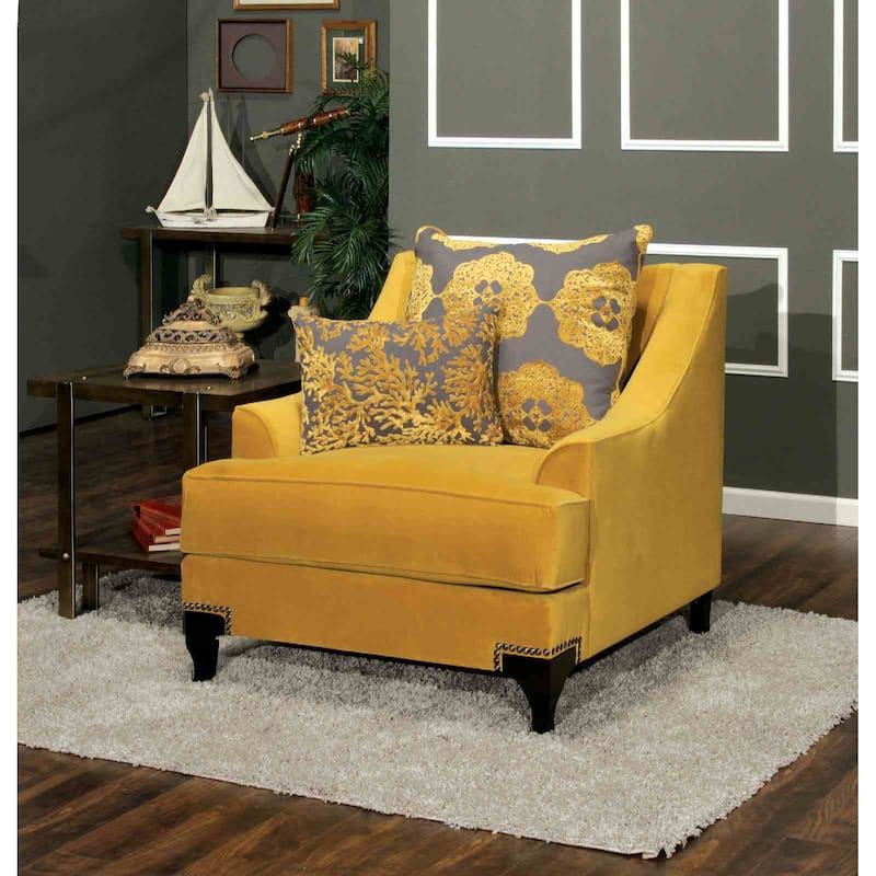 Royal Living Room Furniture Set Gold Finish Nailhead Trim