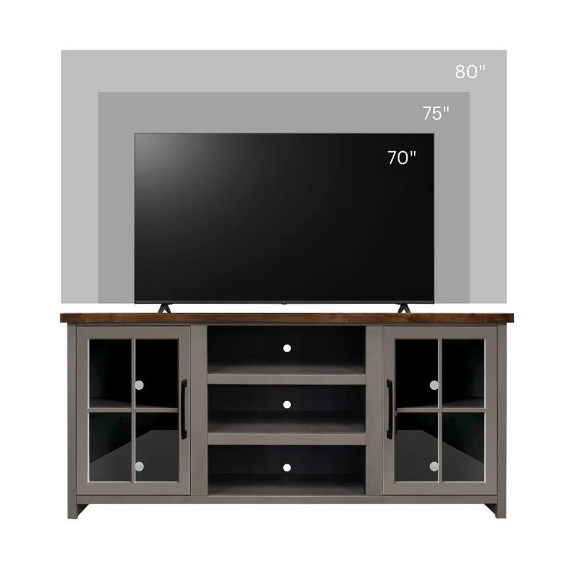 Bridgevine Home Modern Farmhouse 67 inch TV Stand Console for TVs up to 80 inches, No Assembly Required, Two-Tone Finish