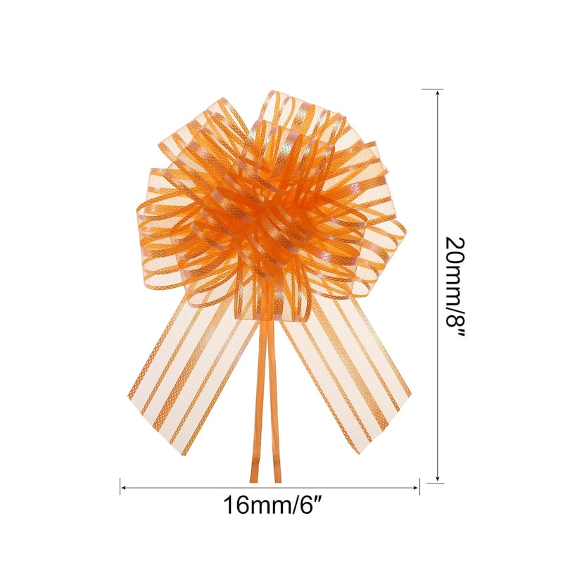 15pcs 6 Inch Organza Large Pull Bow Gift Wrapping Bows Chiffon - Orange