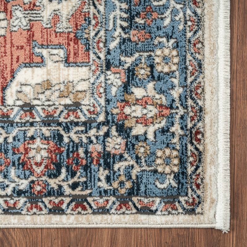 Abani Rugs Savoy SAV120A Blue Red Oriental Area Rug