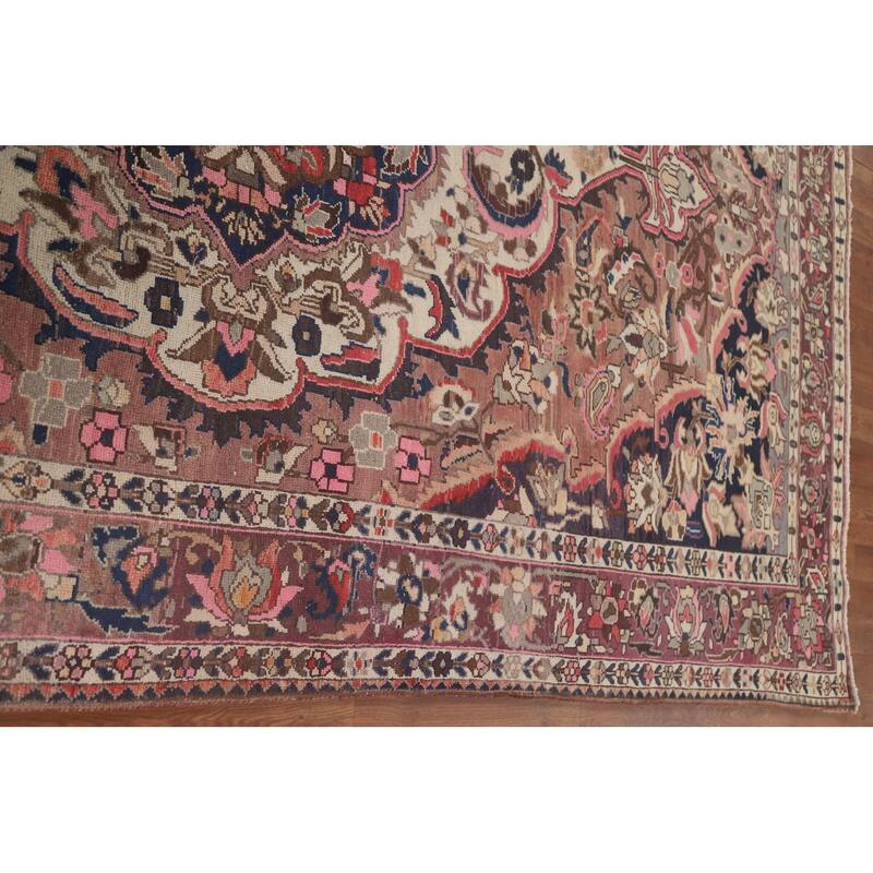 Geometric Bakhtiari Persian Vintage Area Rug Hand-knotted Wool Carpet - 6'8" x 10'0"